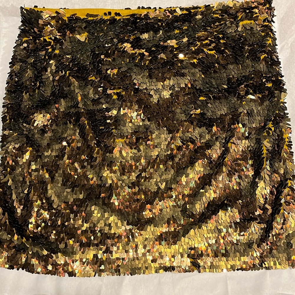 J. Crew gold sequin wool skirt